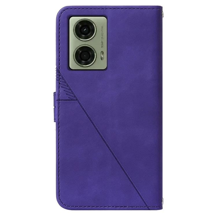 Série d'impression YB-1 pour le boîtier Motorola Moto E14 4G / G04 4G / G04s 4G / G24 4G avec fentes pour cartes, étui à rabat en cuir avec sangle - Violet