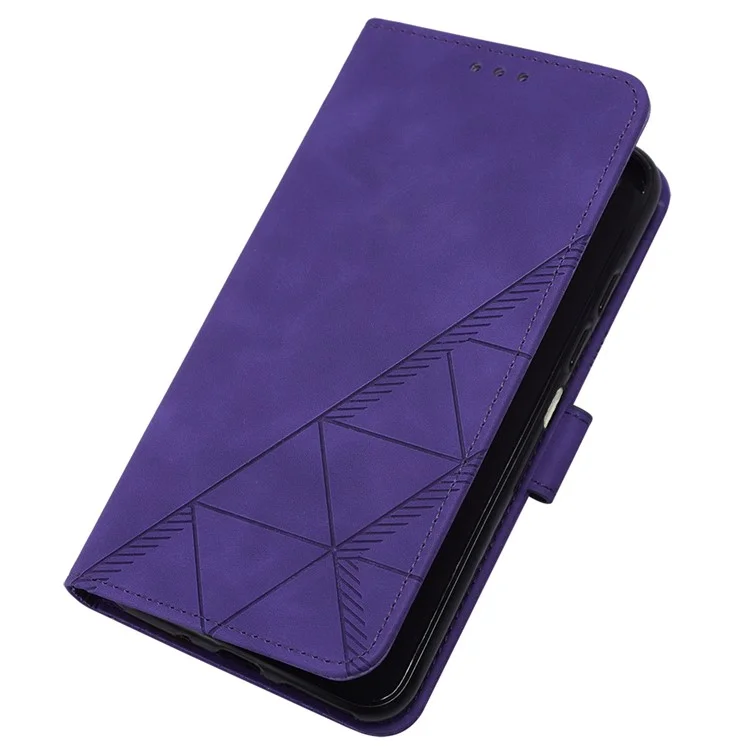 Série d'impression YB-1 pour le boîtier Motorola Moto E14 4G / G04 4G / G04s 4G / G24 4G avec fentes pour cartes, étui à rabat en cuir avec sangle - Violet