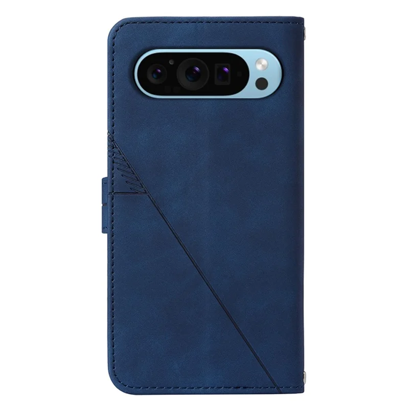 For Google Pixel 9 / Pixel 9 Pro Leather Case with Hand Strap Wallet Stand Phone Cover - Sapphire