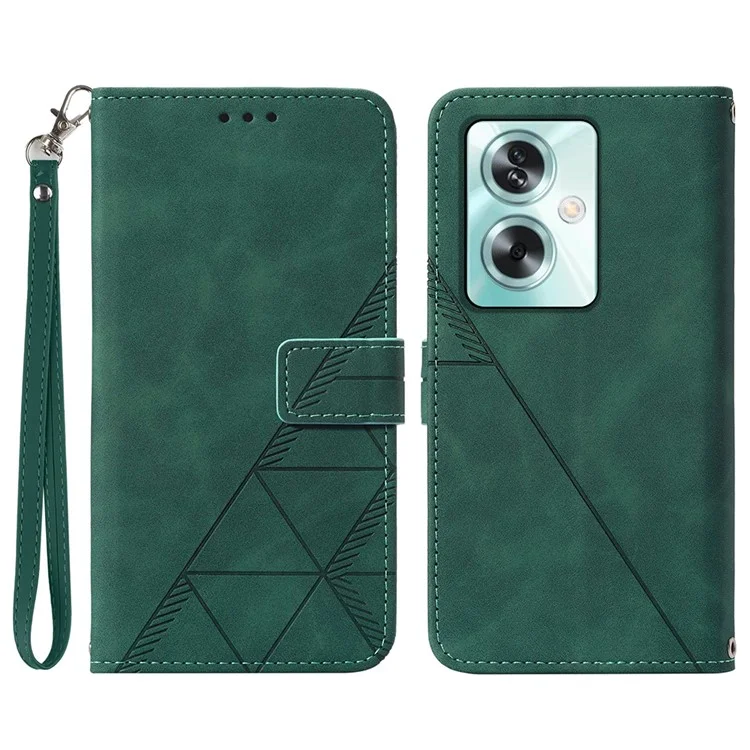 Série d'impression YB-1 pour Oppo A79 5G / Étui de protection A2 5G Sac à main en cuir Portefeuille Housse de téléphone - Vert noirâtre