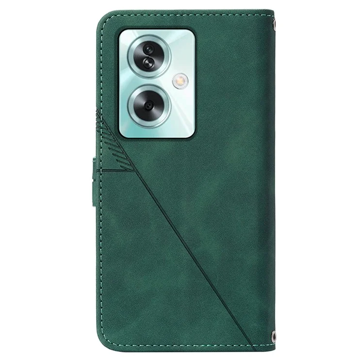Série d'impression YB-1 pour Oppo A79 5G / Étui de protection A2 5G Sac à main en cuir Portefeuille Housse de téléphone - Vert noirâtre