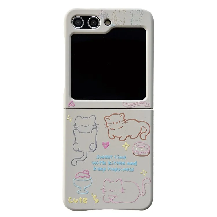 Pour Samsung Galaxy Z Flip5 5G Coque Art Pattern Impression Slim Hard PC Housse de Téléphone - Chat Coloré