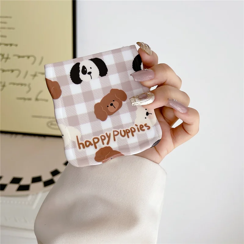 For Samsung Galaxy Z Flip5 5G Cover PC Protective Case with Hand Strap Lovely Pattern - Puppy