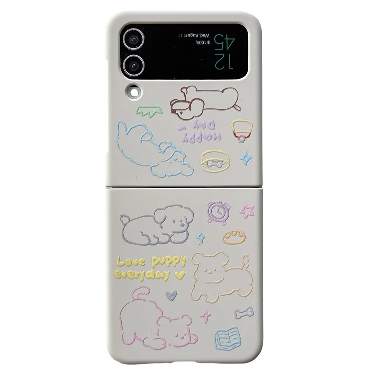 Per Samsung Galaxy Z Flip4 5G Slim Case Pattern Stampa Custodia Telefono Hard PC - Cane Colorato