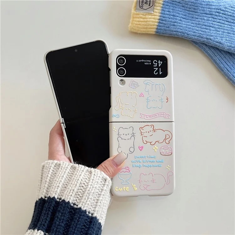 Per Samsung Galaxy Z Flip4 5G Slim Case Pattern Stampa Custodia Telefono Hard PC - Cane Colorato