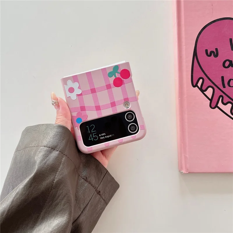 Para Samsung Galaxy Z Flip4 5G Funda Delgada de Impresión de Patrón Carcasa Rígida de PC - Melocotón / Flor