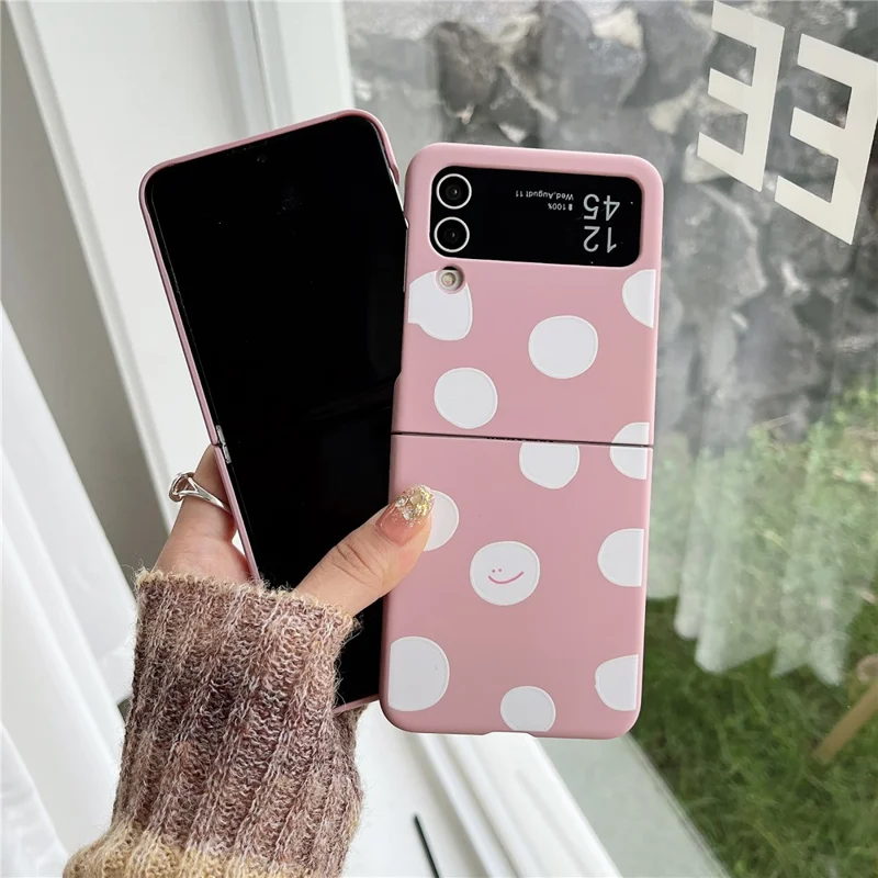 For Samsung Galaxy Z Flip4 5G Slim Case Pattern Printing Hard PC Phone Case - White Dots