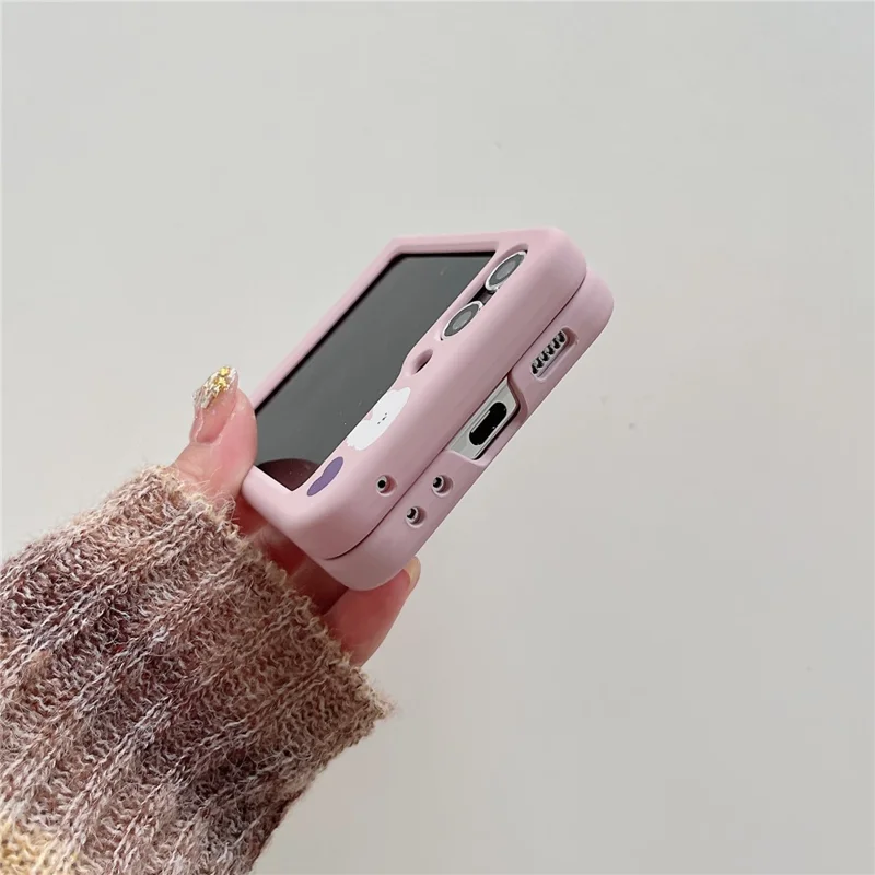 Per Samsung Galaxy Z Flip4 5G Custodia Slim Case Pattern Printing Hard PC Phone Case - Coniglio