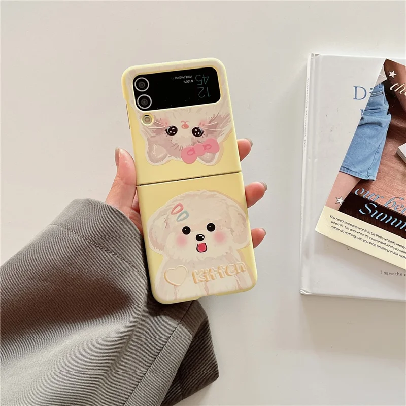 Per Samsung Galaxy Z Flip4 5G Slim Case Pattern Printing Hard PC Phone Case - Kitten