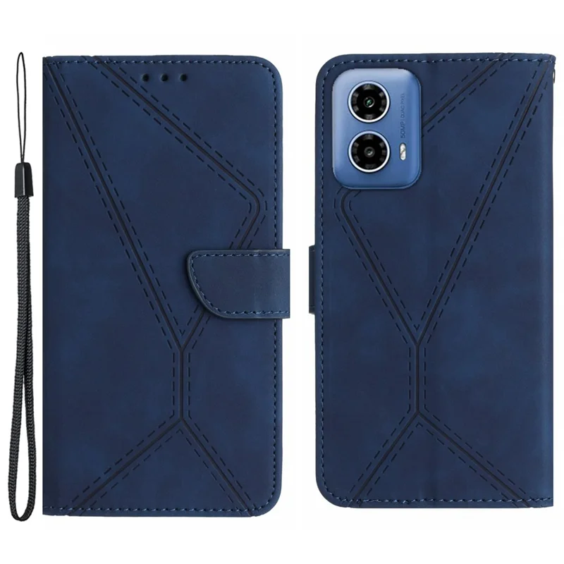HT05 For Motorola Moto G Stylus 5G (2024) Case Phone Cover PU Leather Stand Embossing Process - Blue