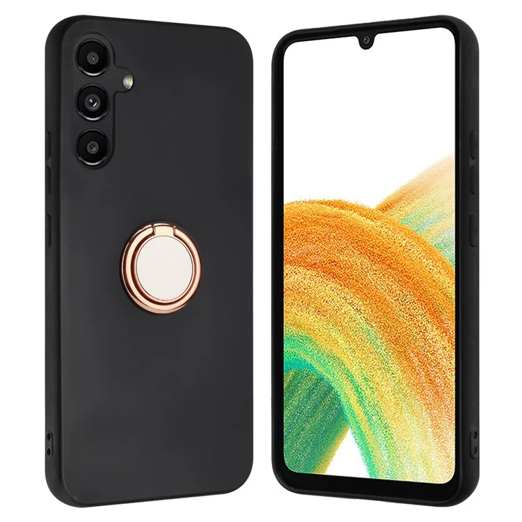 Capa para Samsung Galaxy M15 5G, Matte Soft TPU, Capa Traseira de Telefone com Suporte para Anel e Suporte - Rose Gold
