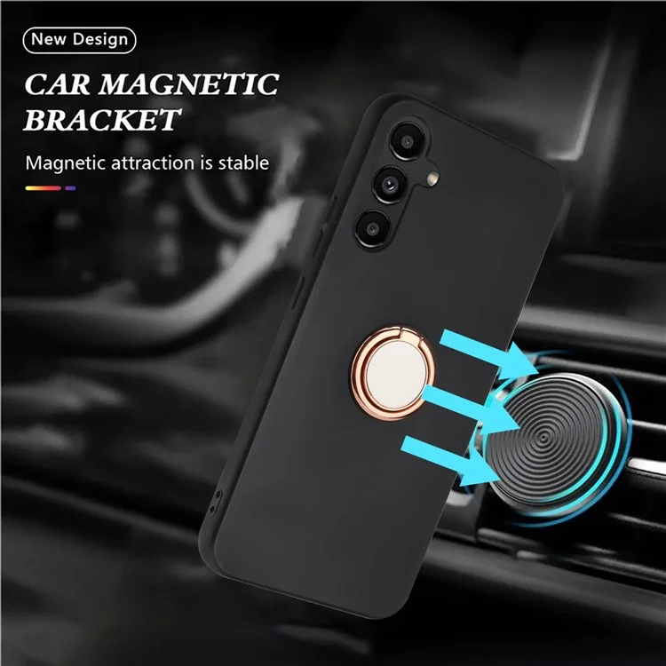 Capa para Samsung Galaxy M15 5G, Matte Soft TPU, Capa Traseira de Telefone com Suporte para Anel e Suporte - Rose Gold