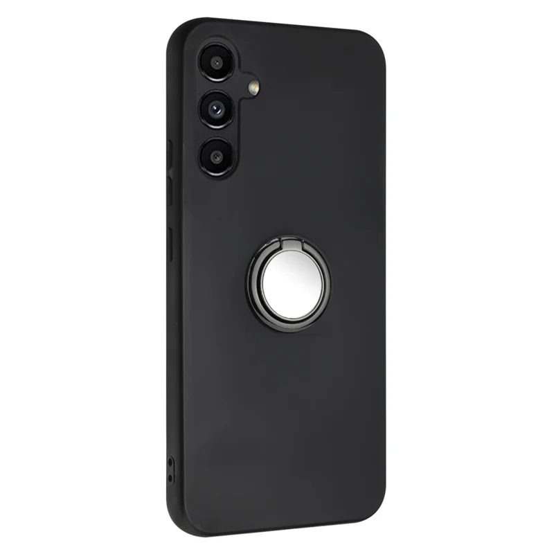 For Samsung Galaxy M15 5G Case Matte Soft TPU Back Phone Cover with Ring Holder Kickstand - Silver