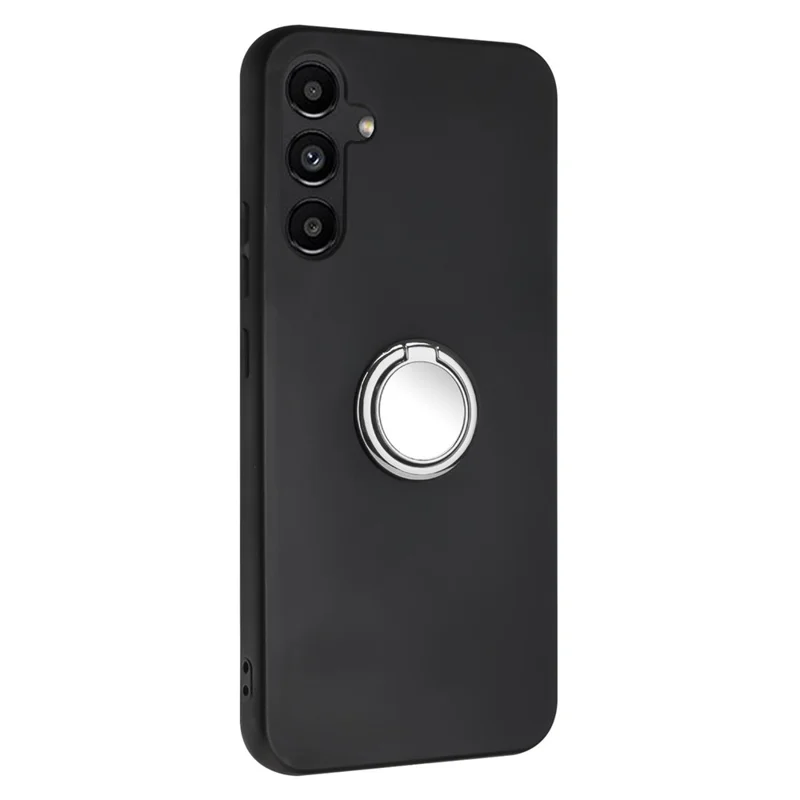 Per Samsung Galaxy M15 5G Case Matte Soft TPU Back Phone Cover con supporto ad anello - Nero