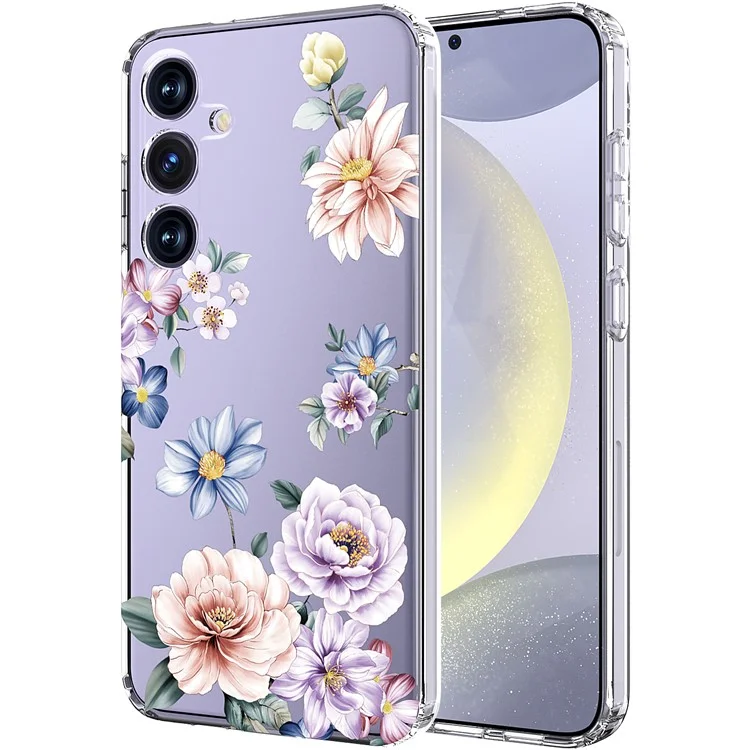 Für Samsung Galaxy S24+ Hülle Klare Blumenmuster TPU Stoßabsorbierende Smartphone-Abdeckung - Stil B