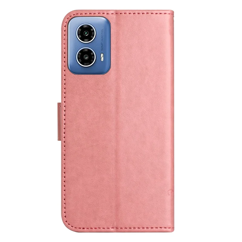Для Motorola Moto E14 4G / G04 4G / G04s 4G / G24 4G Чехол-Книжка Кожаный Флип Телефон Обложка - Розовый