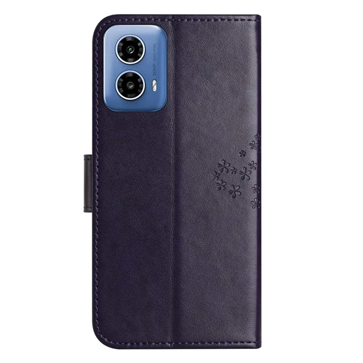 Für Motorola Moto E14 4G / G04 4G / G04s 4G / G24 4G Wallet Case Owl Tree Pattern PU Leder Phone Cover - Dunkelviolett