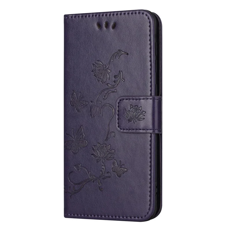 Pour Motorola Moto E14 4G / G04 4G / G04s 4G / G24 4G Étui Portefeuille en Cuir PU Avec Support Papillon Fleur Coque de Téléphone - Violet Foncé
