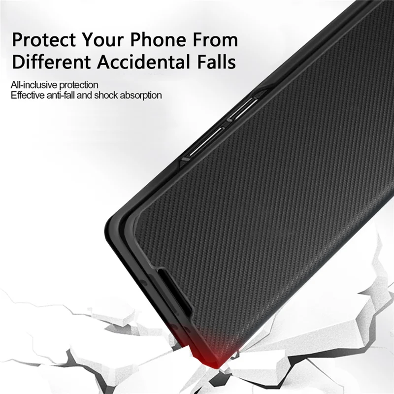 For Samsung Galaxy Z Fold4 5G Case PU+Hard PC Phone with Pen Slot - Black