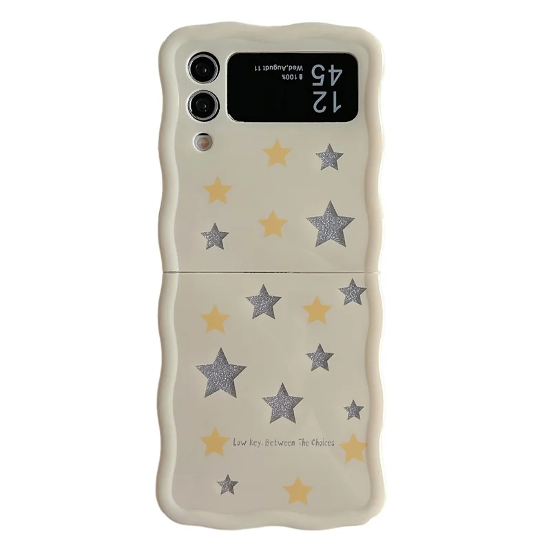 For Samsung Galaxy Z Flip4 5G TPU Case Glitter Pattern Printing Folding Phone Cover - Yellow Star