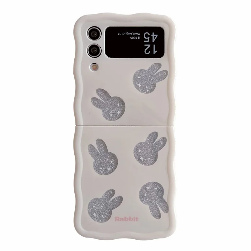 For Samsung Galaxy Z Flip4 5G TPU Case Glitter Pattern Printing Folding Phone Cover - Glitter Rabbit