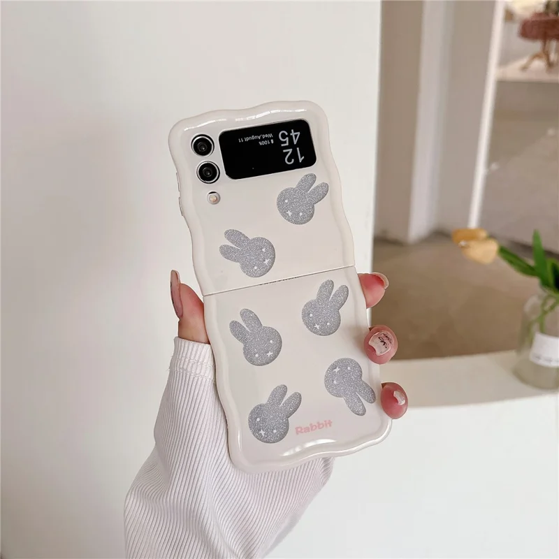 For Samsung Galaxy Z Flip4 5G TPU Case Glitter Pattern Printing Folding Phone Cover - Glitter Rabbit