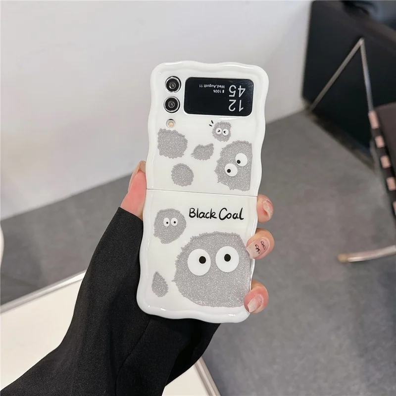 For Samsung Galaxy Z Flip4 5G TPU Case Glitter Pattern Printing Folding Phone Cover - Glitter Coal