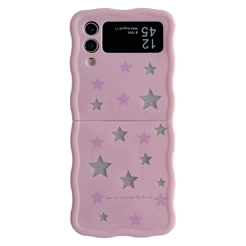 For Samsung Galaxy Z Flip4 5G TPU Case Glitter Pattern Printing Folding Phone Cover - Pink Star