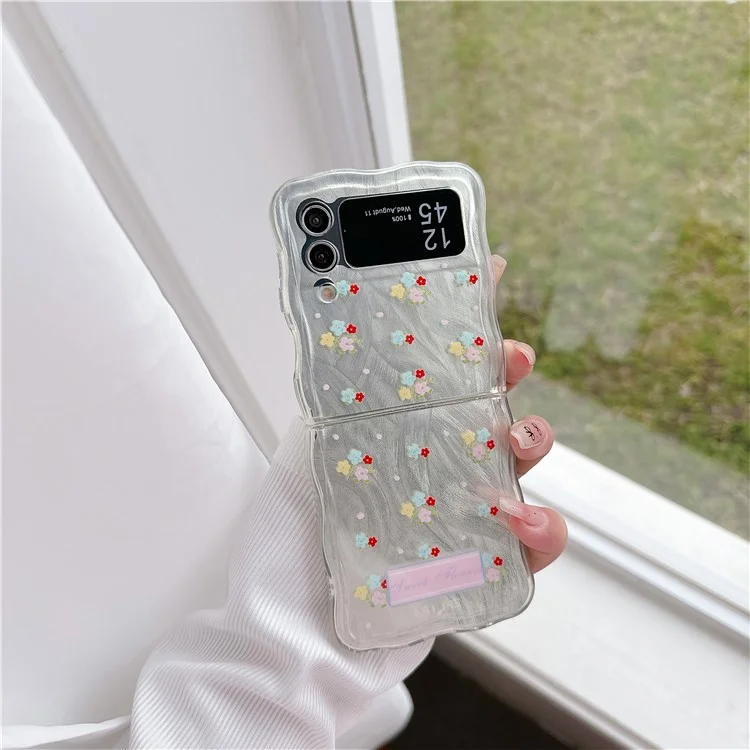 Für Samsung Galaxy Z Flip4 5G Case Muster Druck TPU Handyhülle Wellenrand - Blume