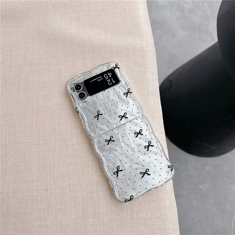 For Samsung Galaxy Z Flip4 5G Case Pattern Printing TPU Phone Cover Wave Edge - Clear Dot Butterfly