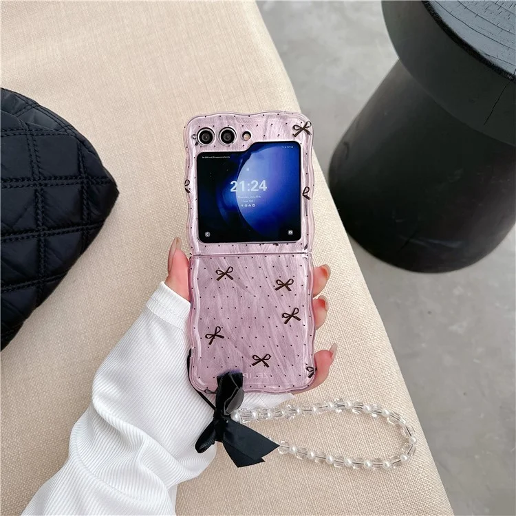For Samsung Galaxy Z Flip5 5G Case Creative Pattern Printing TPU Back Phone Cover - Pink Bow
