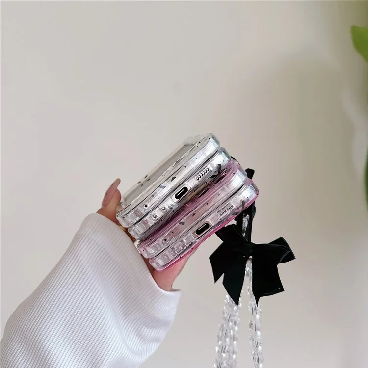 For Samsung Galaxy Z Flip5 5G Case Creative Pattern Printing TPU Back Phone Cover - Pink Bow