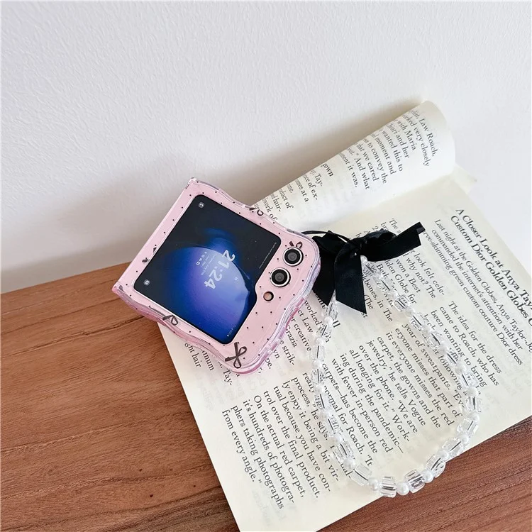 For Samsung Galaxy Z Flip5 5G Case Creative Pattern Printing TPU Back Phone Cover - Pink Bow