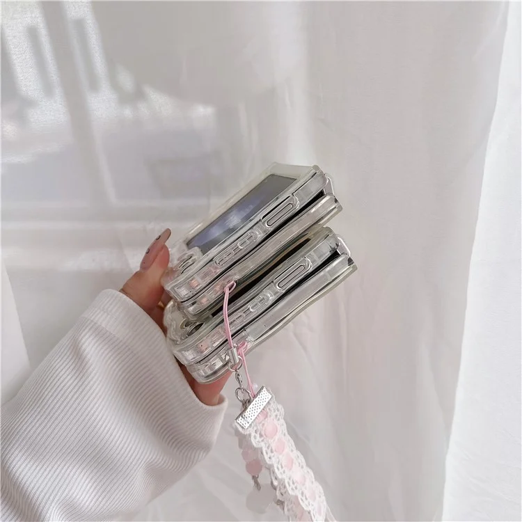 For Samsung Galaxy Z Flip5 5G Case Creative Pattern Printing TPU Back Phone Cover - Pink Bow