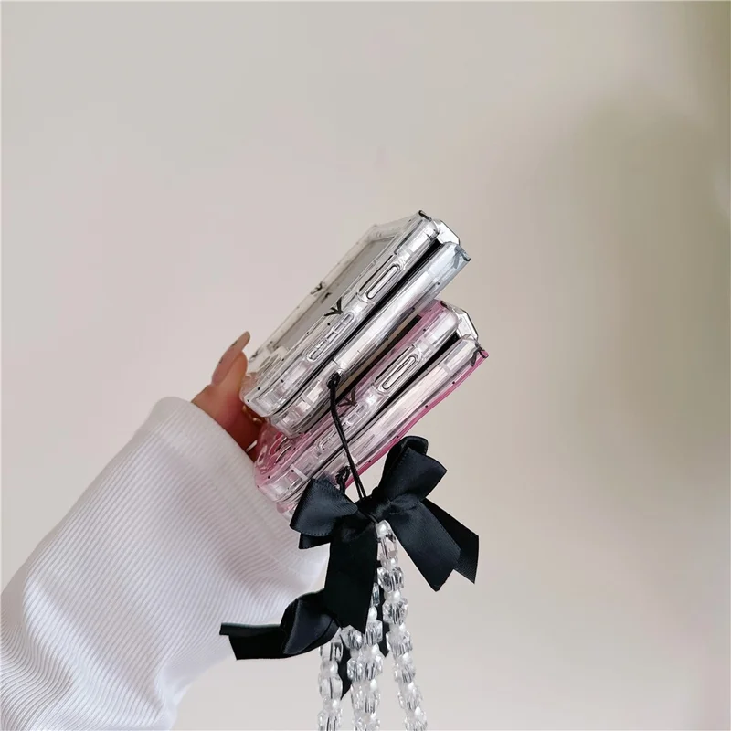 For Samsung Galaxy Z Flip5 5G Case Creative Pattern Printing TPU Back Phone Cover - Black Bow