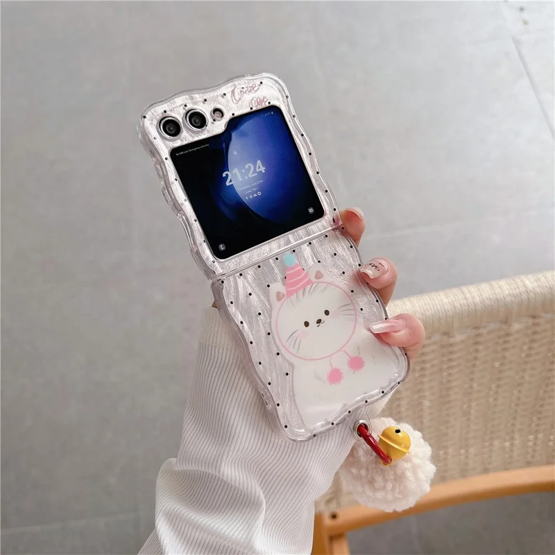 For Samsung Galaxy Z Flip5 5G Case Creative Pattern Printing TPU Back Phone Cover - Cat