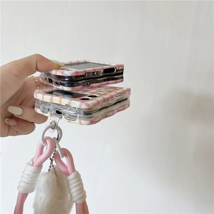 TPU Phone Case for Samsung Galaxy Z Flip5 5G Shell Blu-ray IMD Adorable Pattern Cover - Rabbit