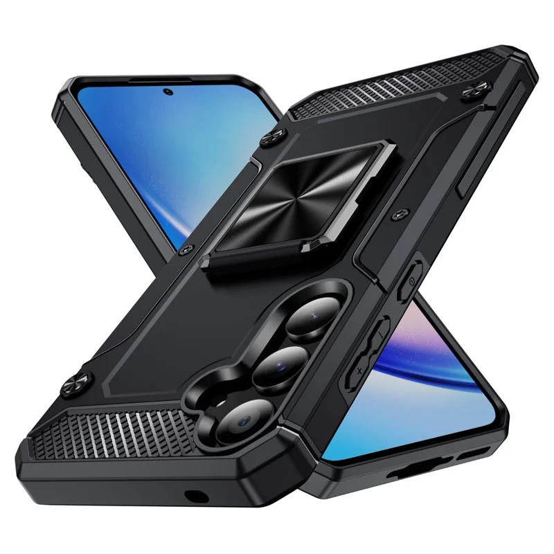 For Samsung Galaxy A34 5G Case Rotating Kickstand Drop-Proof PC+TPU Phone Cover - Black