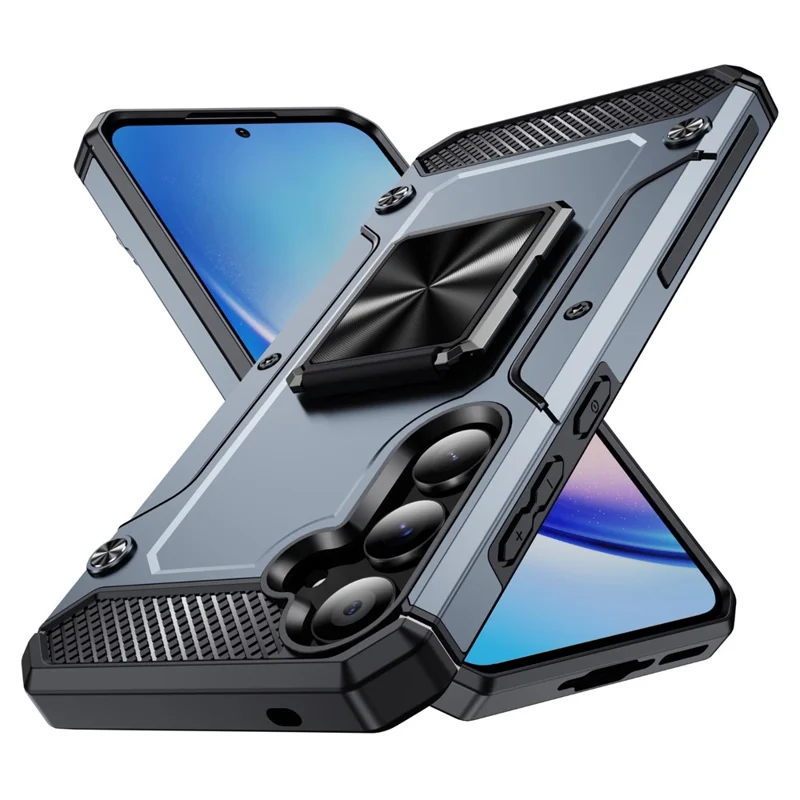 For Samsung Galaxy A34 5G Case Rotating Kickstand Drop-Proof PC+TPU Phone Cover - Grey