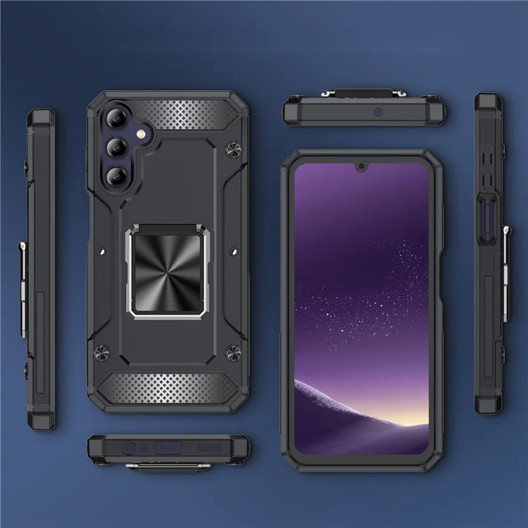 Для Samsung Galaxy A05s 4G Kickstand Case Anti-Scratch PC+TPU Phone Cover - Black
