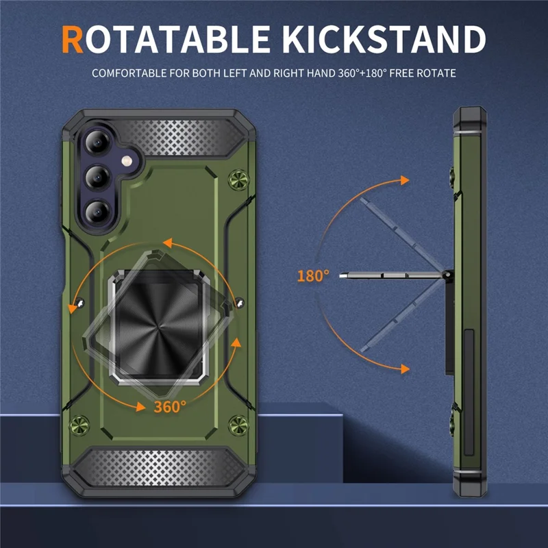 For Samsung Galaxy A05s 4G Kickstand Case Anti-Scratch PC+TPU Phone Cover - Army Green