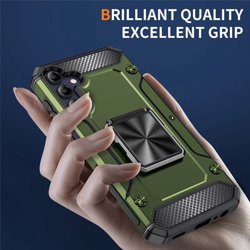 For Samsung Galaxy A05s 4G Kickstand Case Anti-Scratch PC+TPU Phone Cover - Army Green