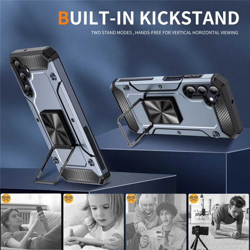 For Samsung Galaxy A05s 4G Kickstand Case Anti-Scratch PC+TPU Phone Cover - Grey