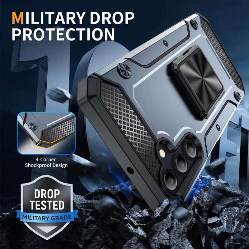 For Samsung Galaxy A05s 4G Kickstand Case Anti-Scratch PC+TPU Phone Cover - Grey