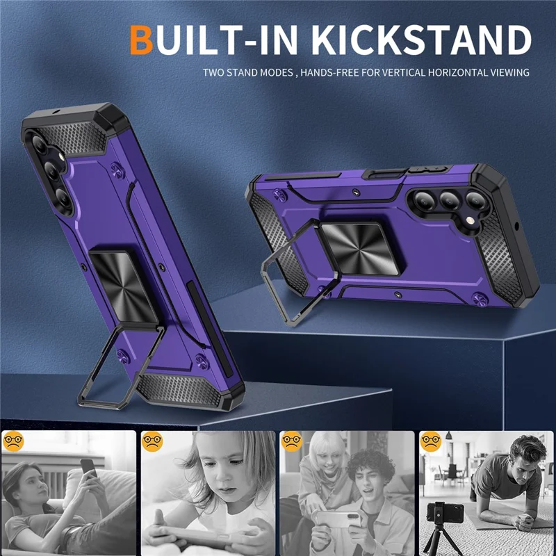 For Samsung Galaxy A05s 4G Kickstand Case Anti-Scratch PC+TPU Phone Cover - Purple