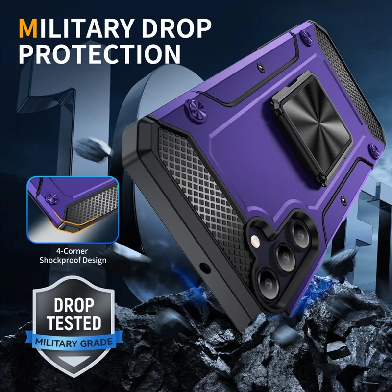 For Samsung Galaxy A05s 4G Kickstand Case Anti-Scratch PC+TPU Phone Cover - Purple