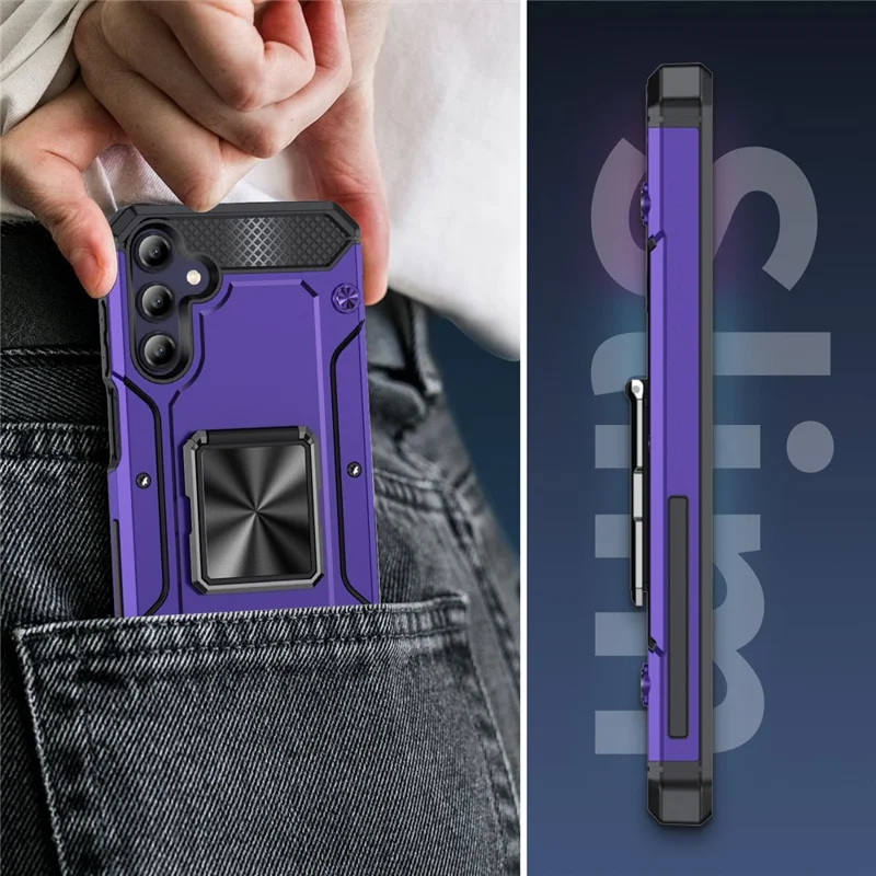 For Samsung Galaxy A05s 4G Kickstand Case Anti-Scratch PC+TPU Phone Cover - Purple