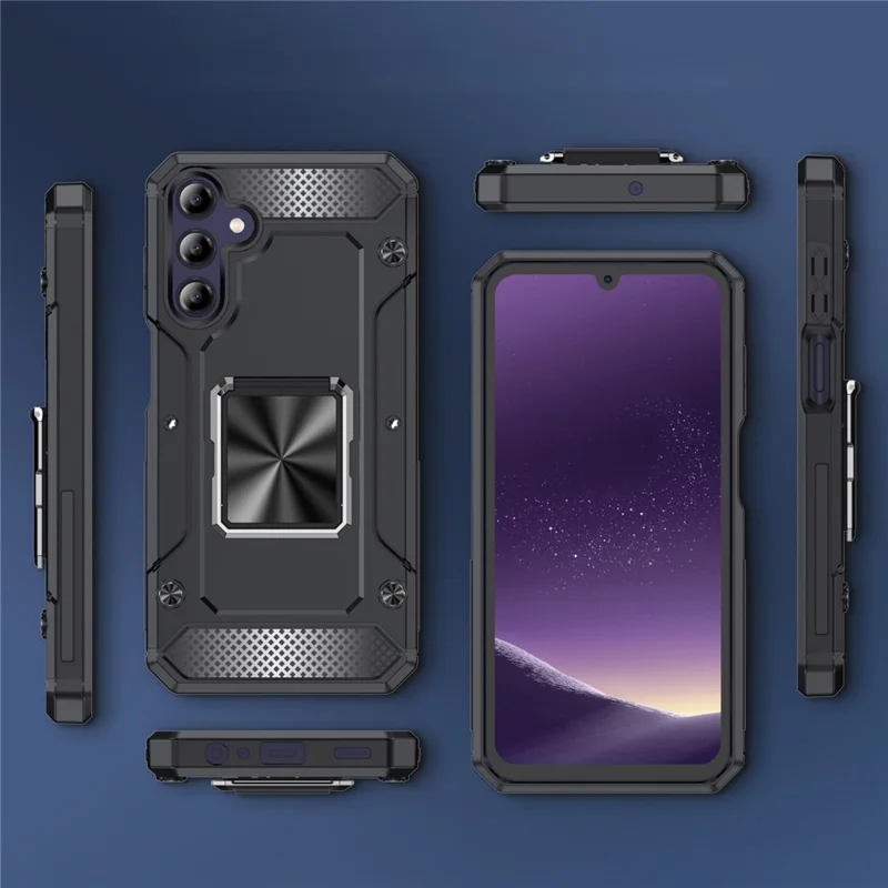 Para Samsung Galaxy A24 4G (162,1 X 77,6 X 8,3 mm) Case Kickstand PC+TPU Capa de Telefone à Prova de Choque - Preto