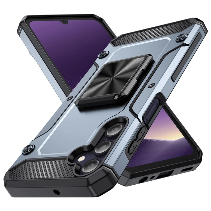 For Samsung Galaxy A24 4G (162.1 X 77.6 X 8.3mm) Case Kickstand PC+TPU Shockproof Phone Cover - Grey