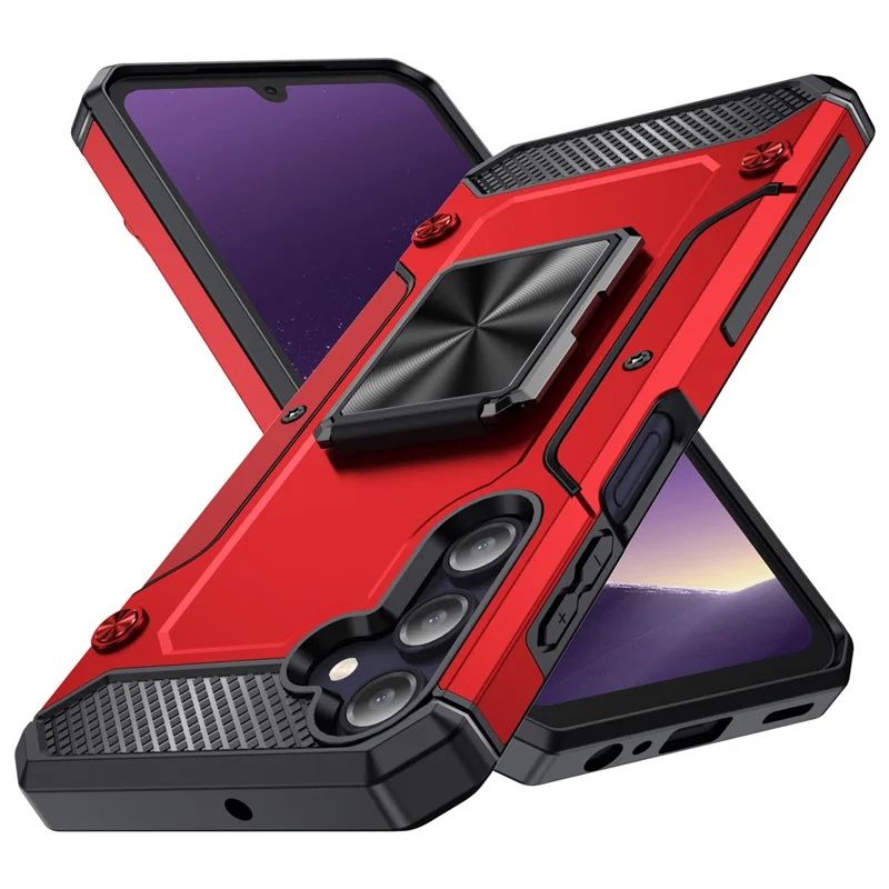 For Samsung Galaxy A24 4G (162.1 X 77.6 X 8.3mm) Case Kickstand PC+TPU Shockproof Phone Cover - Red